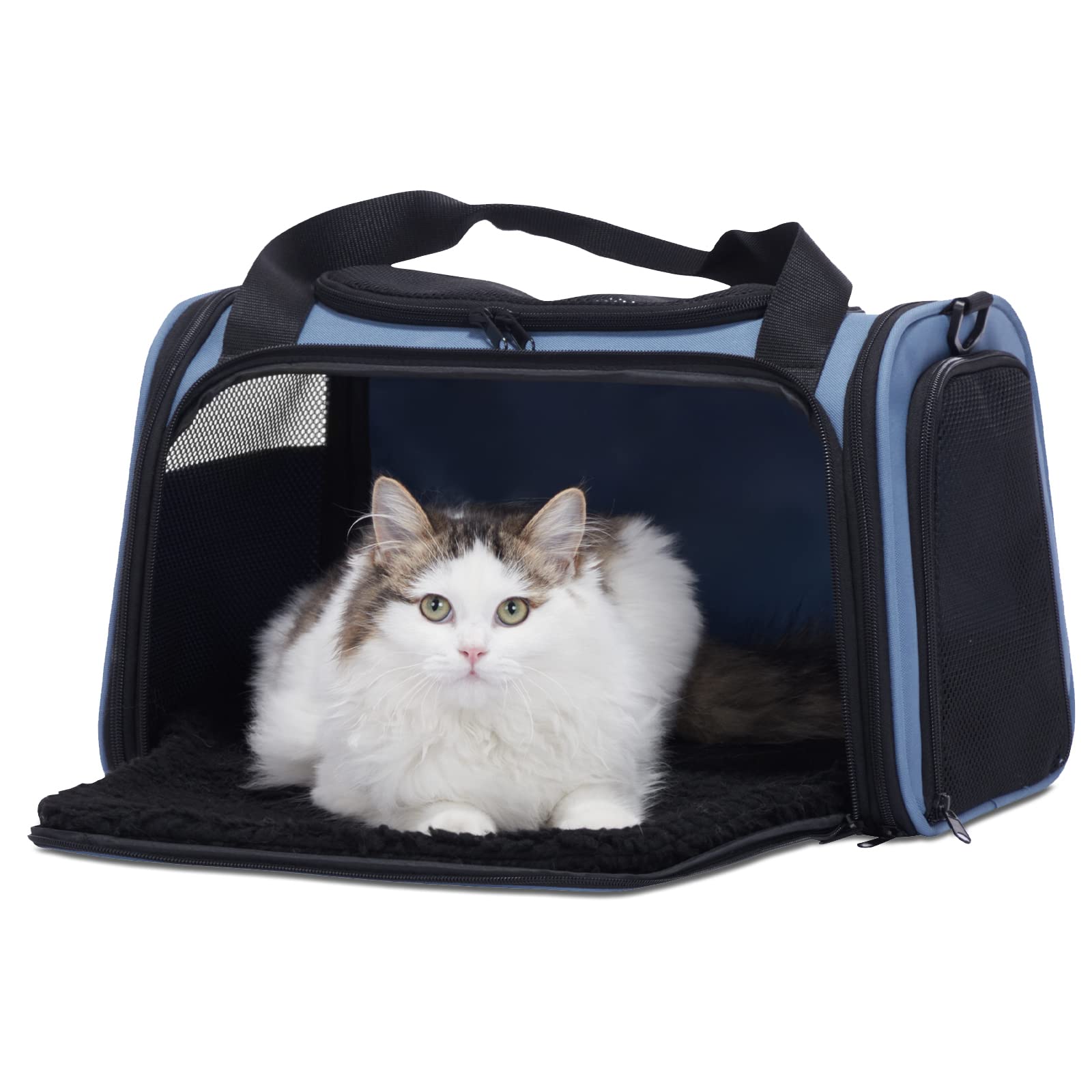 PETSFIT ペットキャリー バッグ 猫キャリー 中大型猫用小型犬うさぎ用 車載/ドライブ/キャンピング/旅行/通院/災害避難用 ブルー XLサイズ 5,210円