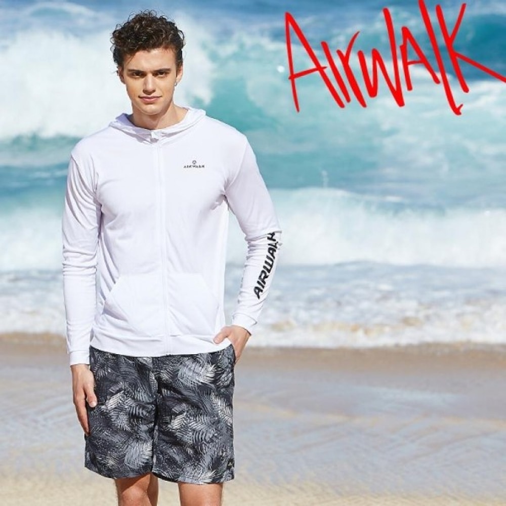 (エアワーク) エアワークサーフメンズラッシュガードセットジップアップ+トランク YAWE5016_WH+YAWE0902_BK /ラッシュガード/水着/メンズビーチ 8,051円