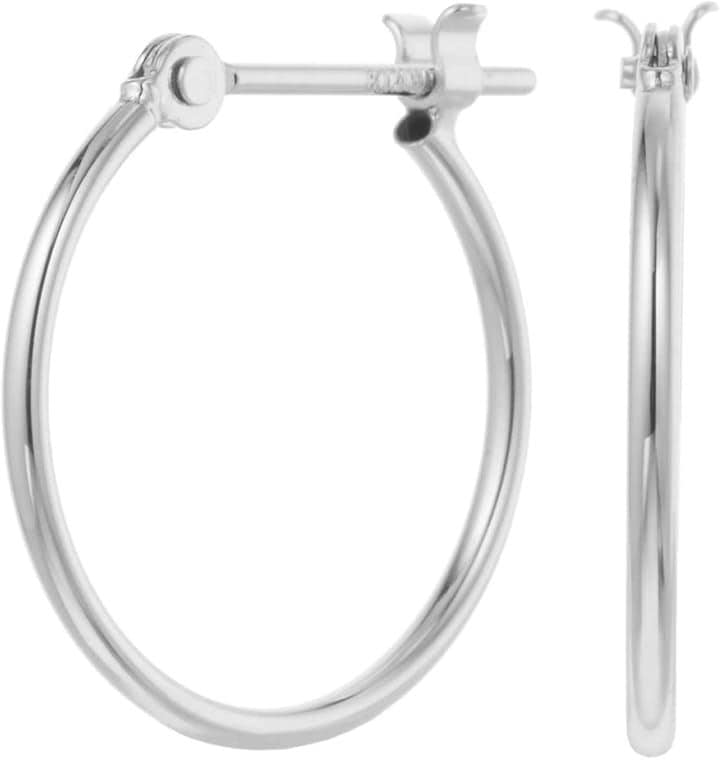 Piena ピエナK14WG ホワイトゴールド フープシンプル 日本製 縦14.2mm 横15mm ピアス レディース