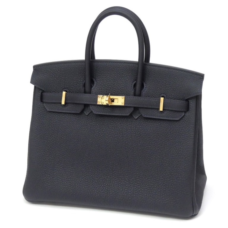 エルメス HERMES ハンドバッグ バーキン25 ローズゴールド金具 U刻印 黒 トゴ(67332)