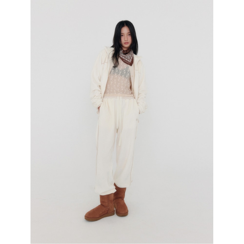 ZEEZEEZEE ベロアトラックパンツ (クリームアイボリー)