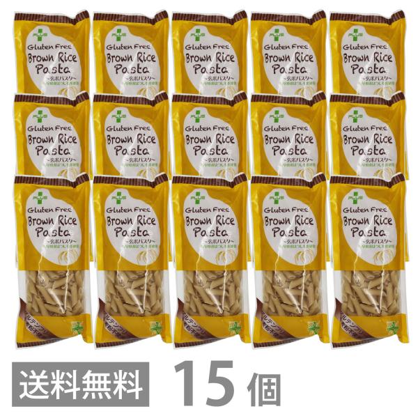 PLUS グルテンフリー ブラウンライスパスタ ペンネ リガーテ 130g ×15 玄米 小麦不使用 米粉麺 乾麺 国産