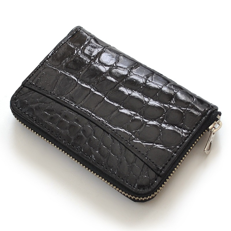 【新規OPEN】【期間限定セール】【激安】【新品未使用】本クロコダイルレザー　鰐革　男女兼用　日本製　コインコンパクトケースウォレット　CFMW-1　エナメルブラック