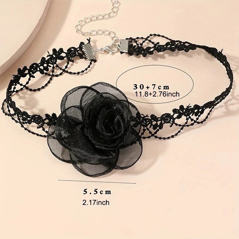 【裕福になる】ラッキーボックス ヴィンテージブラックレースチョーカーとベルベットフラワー - 女性用ボホスタイルネックレス日常着用＆パーティーにバレンタインデーの理想的なギフト