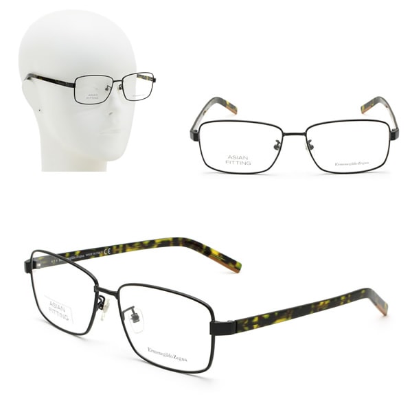 フレームのみ EZ5177-D/V 001 58 Ermenegildo Zegna メガネ 眼鏡 ブラック グリーンイエローハバナ キャメル