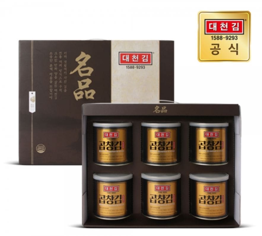 【名品海苔】　コプチャン海苔ギフトセット　30gｘ6缶　　韓国大人気スペシャル海苔