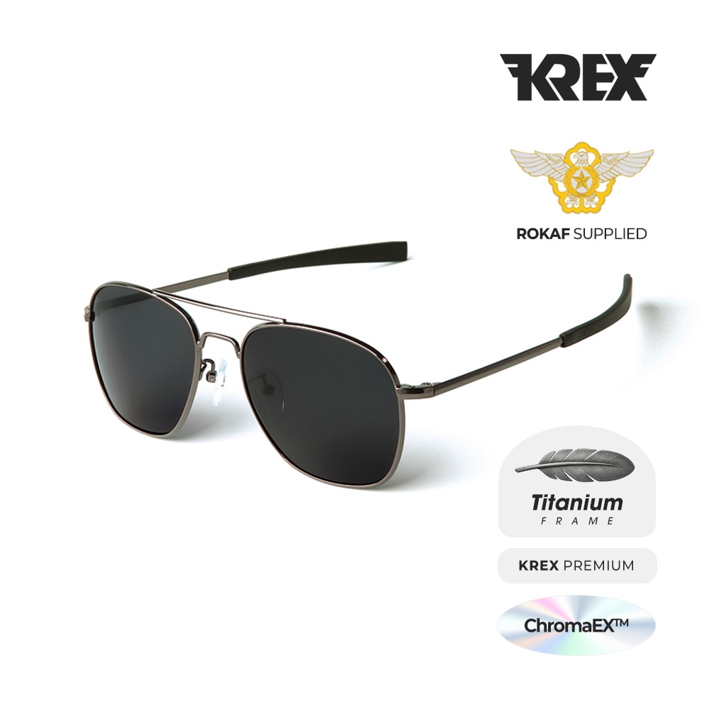 KREX パイロットサングラス 3種類 / ミリタリー チタニウムプレーム UVカット高鮮明ChromaEXレンズ 韓国産