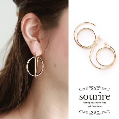 Sourire スーリール 2連フープデザイン ピアス リング ラウンド アクセサリー イヤリング 定番の冬ギフト Vivalafocaccia Com