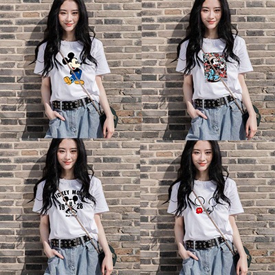 夏 Tシャツ 韓国ファッション スウェット 売れ筋アイテムラン ミッキー パーカー 半袖 ペアルック トレーナー 春夏 レディース 大きいサイズ ディズニー ブラウス