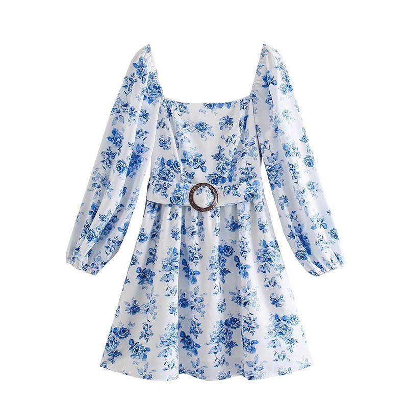 ワンピース 長袖 春夏 かわいい 低身長 aライン Aライン フレア ミモレ ミモレ丈 ミディアム丈 ミドル丈 フリル袖 ボリューム袖 ボリュームスリーブ 袖コンシャス スクエアネック 襟付き フレア