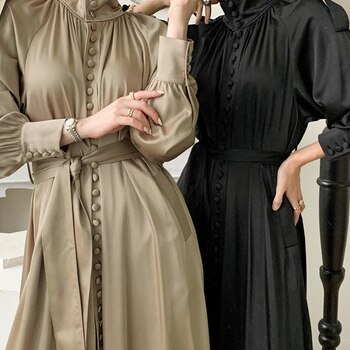 2色 リボン ワンピース 長袖 春 秋 きれいめ かわいい ロング フォーマル aライン Aライン フレア ワンピドレス ペンシルスカート マキシ マキシ丈 ボリューム袖 ボリュームスリーブ 萌袖 タ