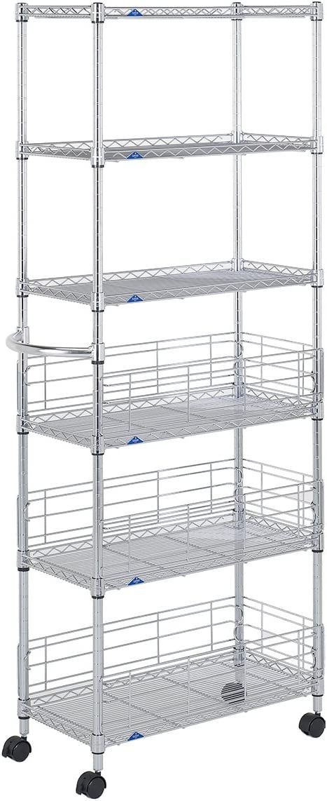 ルミナス MD3015-6W キッチンワゴンラック すき間収納ラック キャスター付 (6段 幅29.5×奥行59.5×高さ155cm) MD30156W