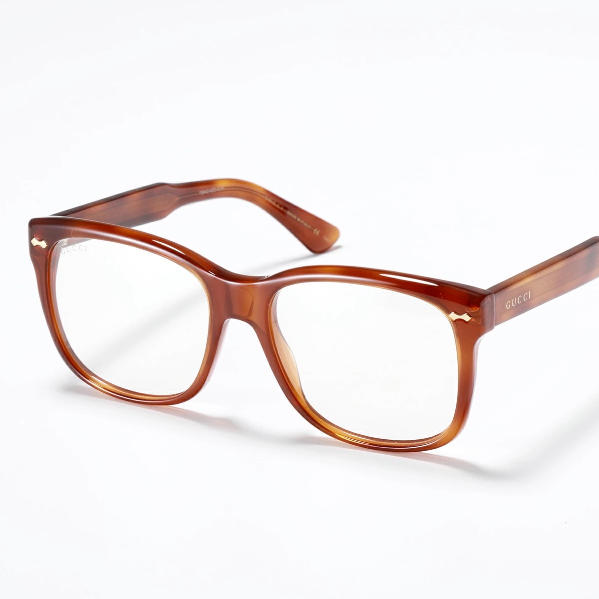 GUCCI グッチ メガネ GG0050S レディース ウェリントン型 めがね 伊達メガネ ダテ 眼鏡 ロゴ アイウェア 005/Avana-Transparent 15,420円