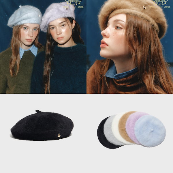 Rockfish heritance FUZZY BERET ベレー帽 水色 - 帽子