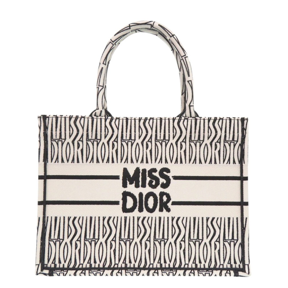 新品同様 クリスチャンディオール ブックトート ミディアム エンブロイダリー ハンドバッグ キャンバス/キャンバス ホワイト 1743【中古】Christian Dior ユニセックス
