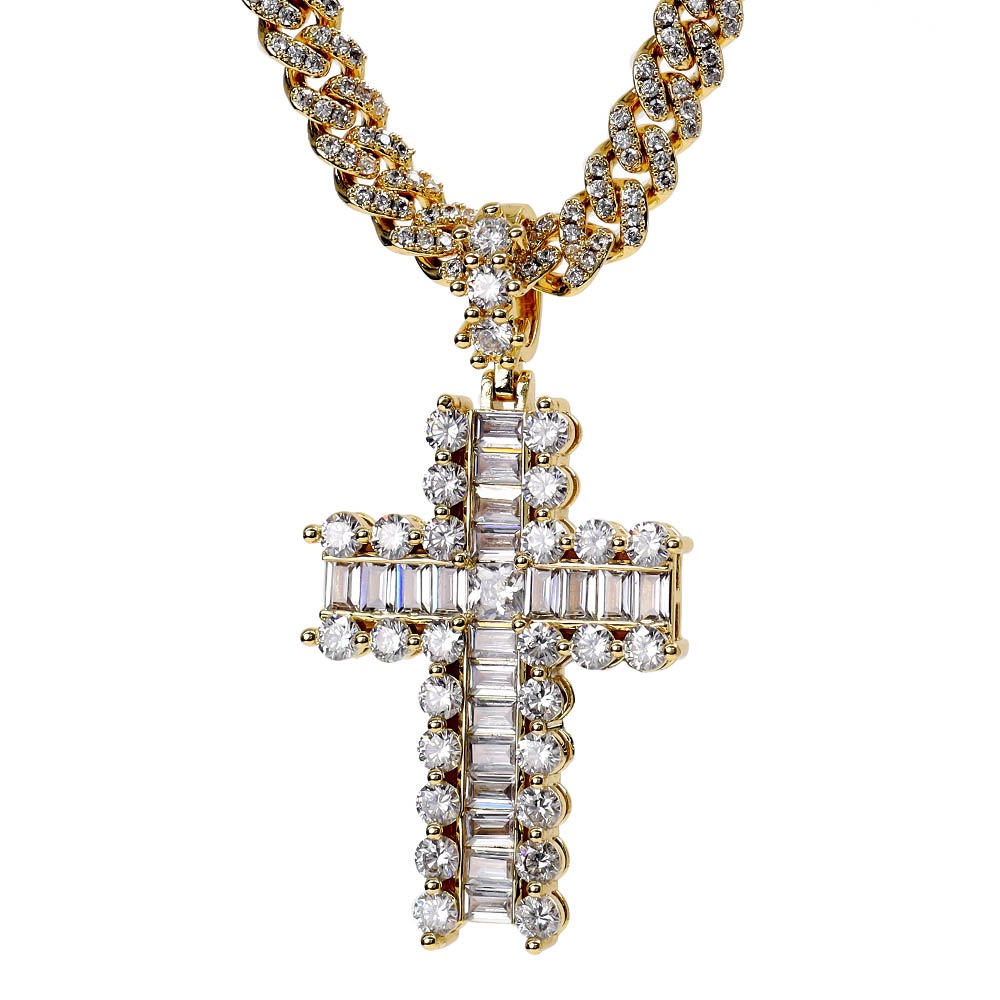 真鍮 クロスマイアミキューバンネックレス　 [n688]