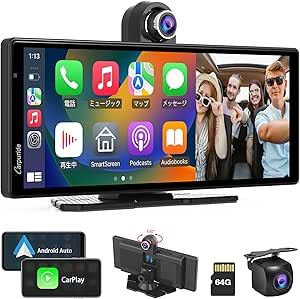 ポータブルナビ ディスプレイオーディオ Carpuride carplay アンドロイド カーナビ カープレー ワイヤレス Android Auto 音声コントロール 2.5k 1080P フロントカ