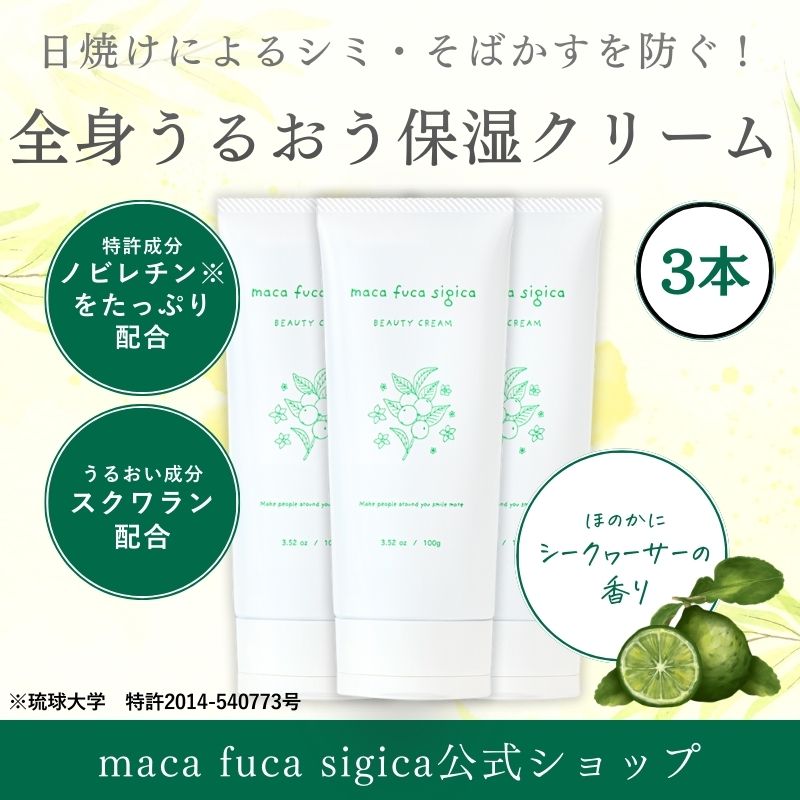 ビューティークリーム 100g（3本セット） 沖縄県 大宜見村 シークヮーサー ボディークリーム 保湿クリーム ハンドクリーム ハンドケア 日焼け による シミ そばかす を防ぐ 顔も体も全身に使える