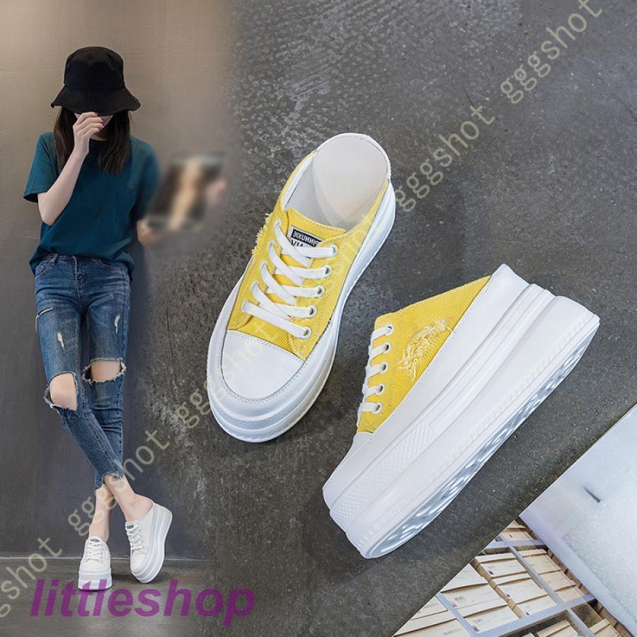 高品質 厚底スニーカー かかとなし サンダル レディース スリッポン ヒール 通気 履きやすい 婦人靴 サンダルスニーカー 韓国風 美脚 疲れない 女性 無地 通気性