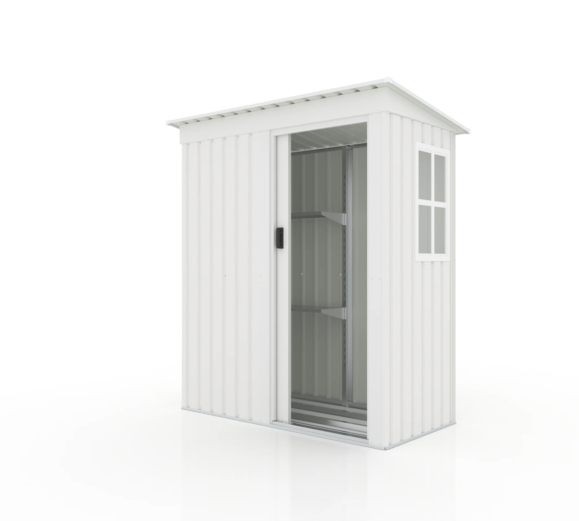 1647【 ホワイト　棚あり】物置 屋外 大型 倉庫 大型物置 戸外収納庫 物置 防水/耐侯 収納可能 ガーデン/庭/田畑/農場 頑丈 大容量 スチール　引き戸　補強フレーム付き　窓付き　可動棚付き