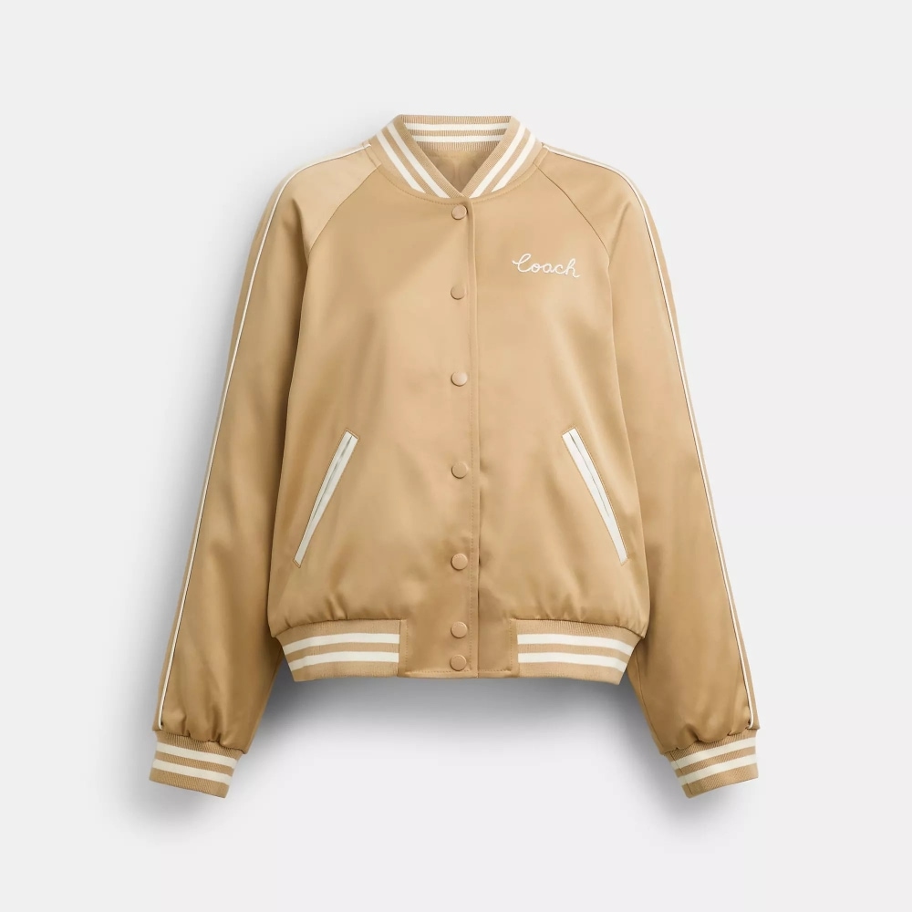 Coach リバーシブル サインセール バーシティジャケット ベージュ