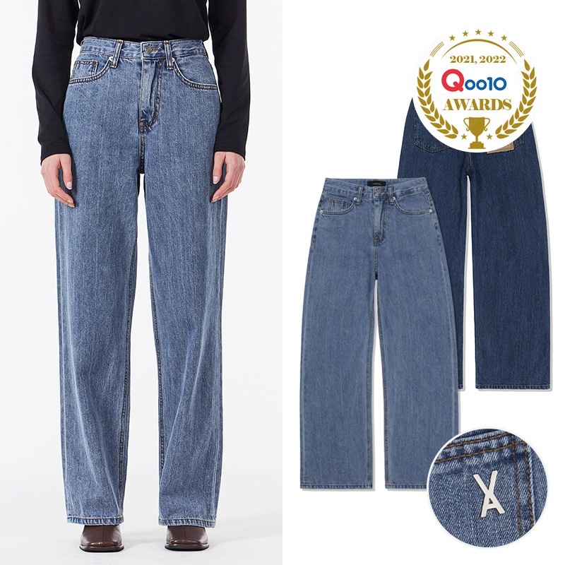 W Wide Fitウィメンズシグネチャースタッドワイドフィットデニムパンツ