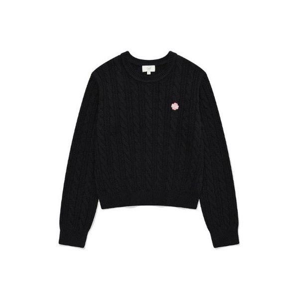M 長袖Tシャツ CQK CO2403KT74-BK ウーマン クローバーハート ケーブルニット ブラック 12,505円