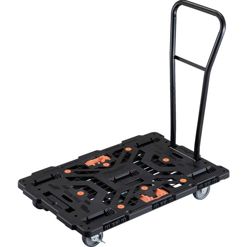 トラスコ中山　TRUSCO連結式樹脂製平台車ビートル900X600自在3輪内2輪ストッパー付脱着式ハンドル付とめたろう付 　BT900J3S2HE100T