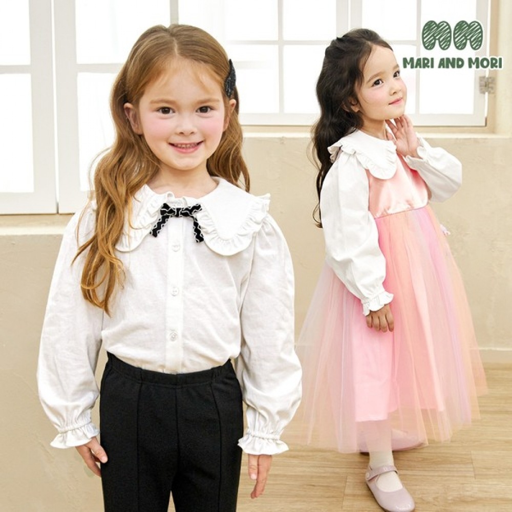 [ウォルトンキッズ] ラブリーリボンカラーブラウス