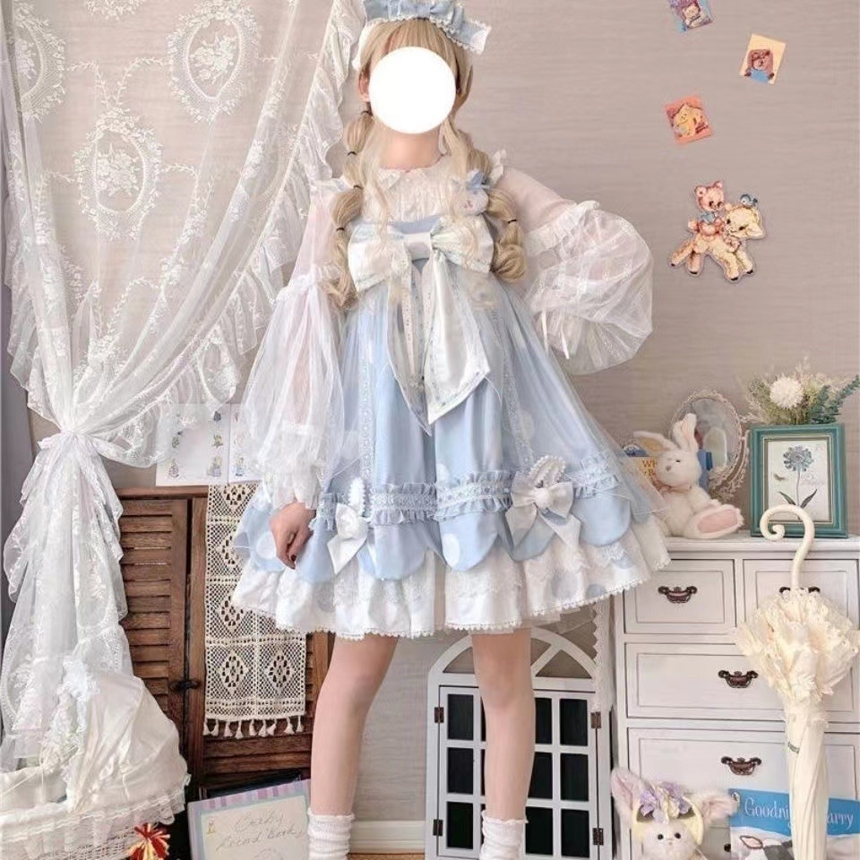 正規品春夏モデルlolitaブルーjskロリータ日常ロリータ