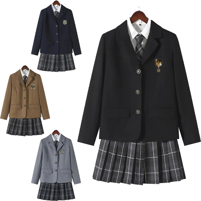 セットアップ レディース 4点セット 長袖 制服 ジャケット シャツ スカート リボン 卒業式 女子 スーツ 小学校 卒服 韓国ファッション 女の子 お受験 プリーツスカート きれいめ 学生服 高校