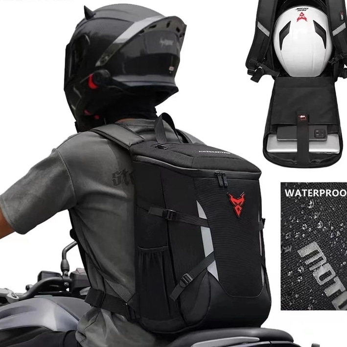 オートバイ用バックパック 防水28L 多機能 ラップトップ収納 旅行/通勤対応
