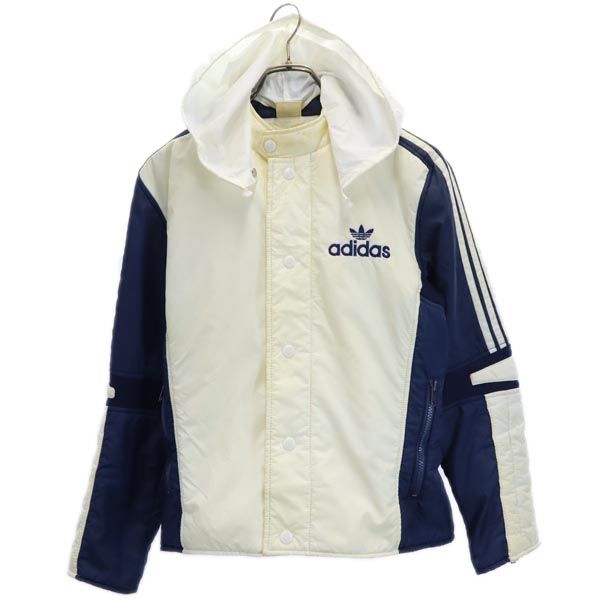 70s 80s ヴィンテージ デサント製 ADS-330F トレフォイルロゴ ダウンジャケット M アイボリー×ネイビー メンズ