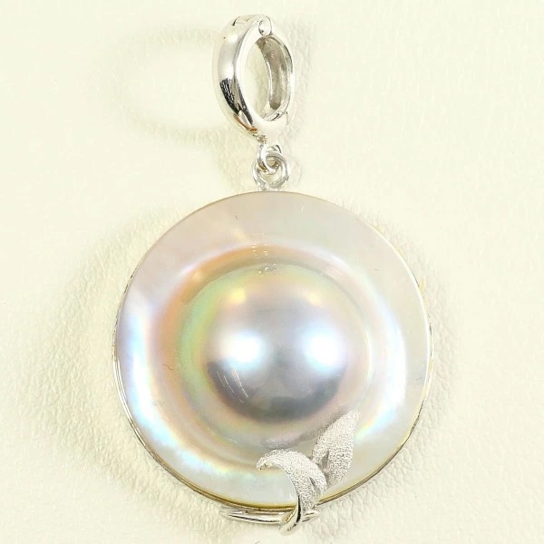 K14 14金 WG ホワイトゴールド ペンダントトップ マベパール(真珠) ジュエリー 中古