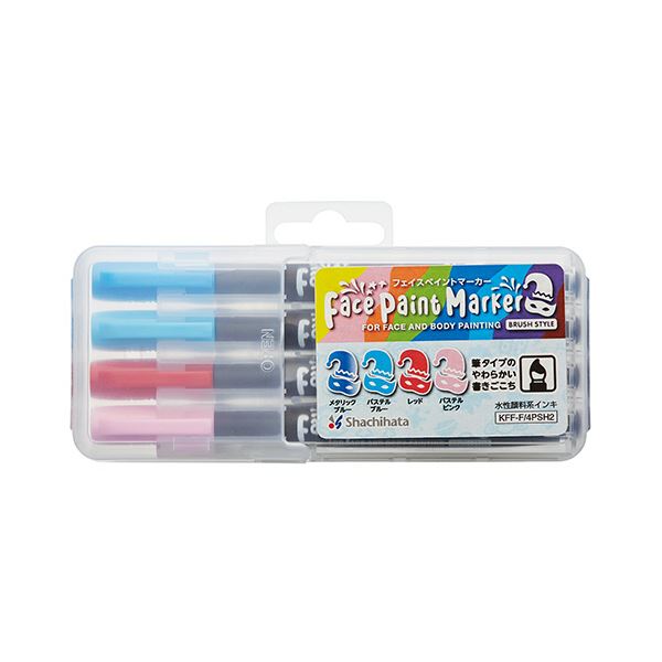 (まとめ)シヤチハタ フェイスペイントマーカー4色セット2 KFF-F/4PSH2 1パック(×10セット)