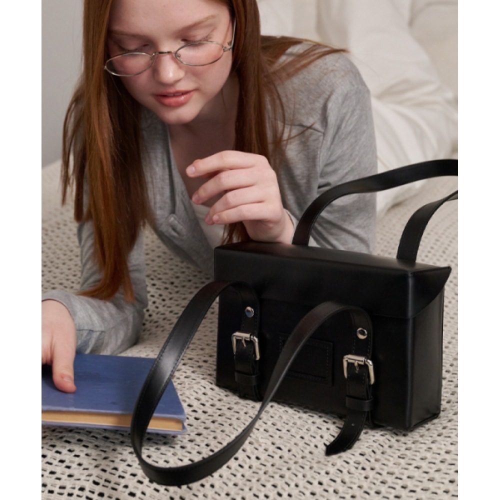 RONRON スクエアバックルミニバッグブラック