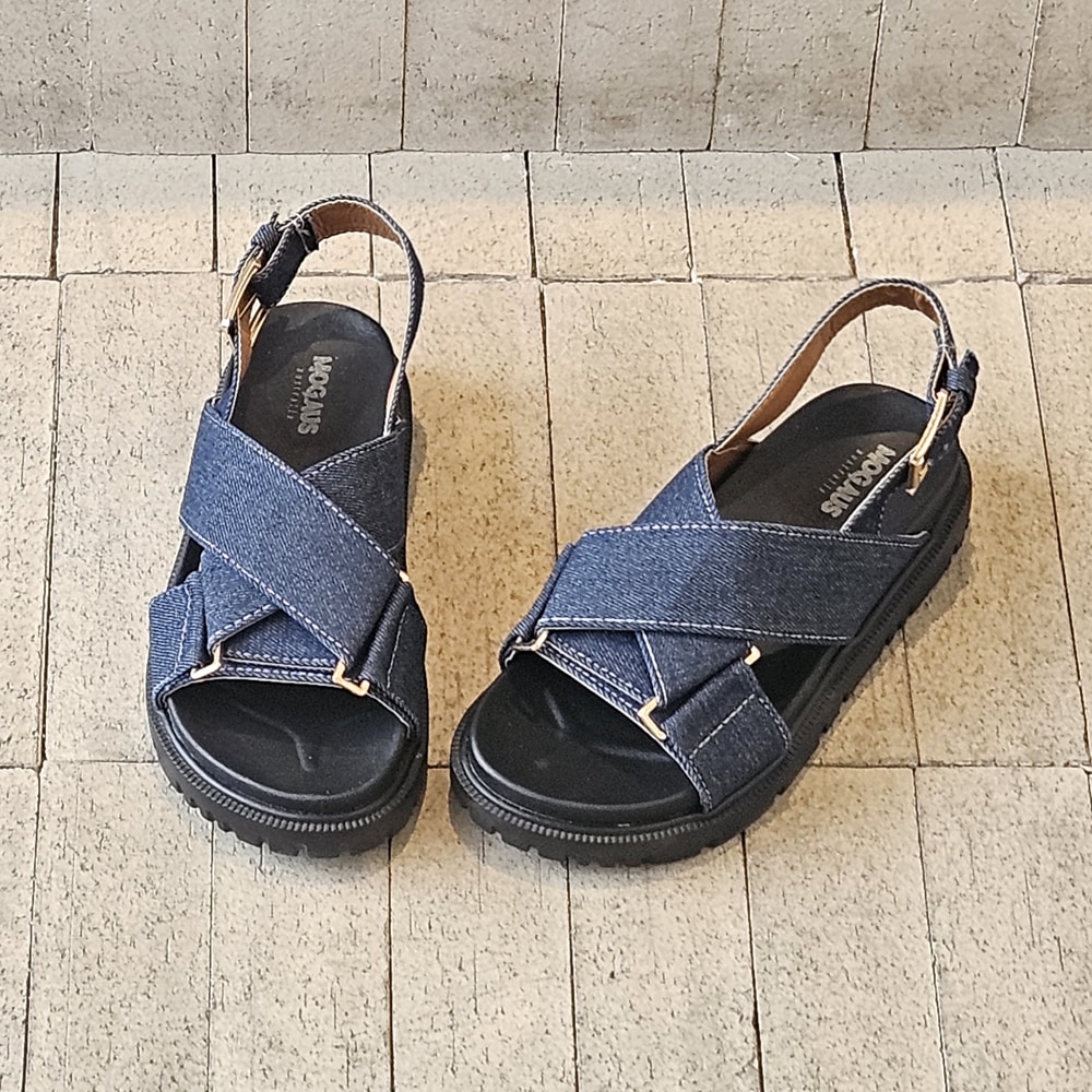 ブルーポイントストラップ(デニム)サンダル_2.5CMプラットフォーム