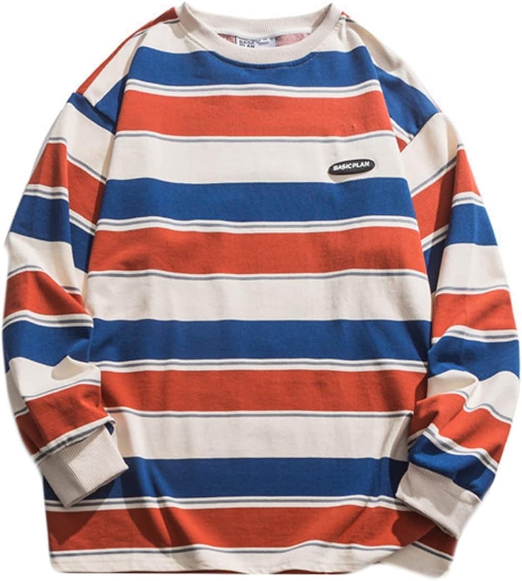 パーカー トレーナー メンズ レディース ストライプ柄 個性的 ペアルック 長袖 カジュアル シンプル ハンサム 丈長め 丸襟 体型パカー プルオーバー ソフト 流行し 通気 ストレッチ 春