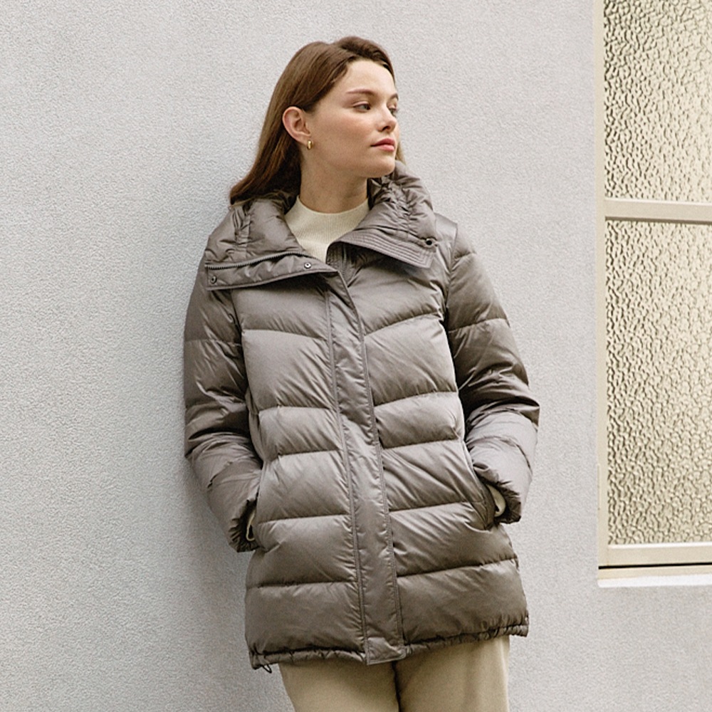 バンドネック ハーフ丈グースダウン