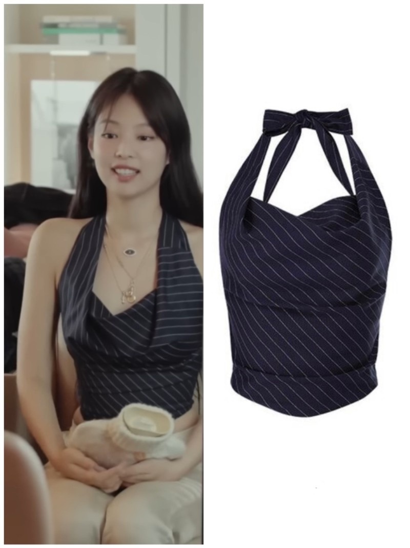 [BLACKPINK JENNY] DRAPING HALTER TOP(NAVY)