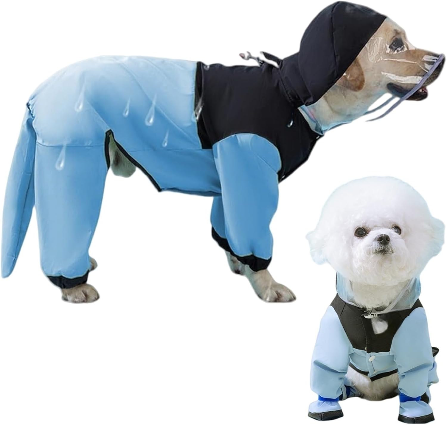 犬用レインコート型番：S（2-3.5KG）仕様：全身防水取り外し可能なしっぽカバー付き帽子付き特徴：四脚を覆うリード透明な帽子の縁着脱が簡単材質：耐久性のある材料使用シーン：散歩梅