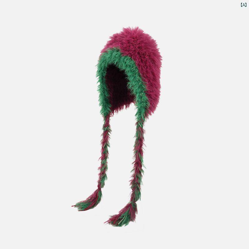 レディース帽子　レディース　帽子 編組 ニット帽 ウール 帽子 暖かい 耳保護 個性 ロシア