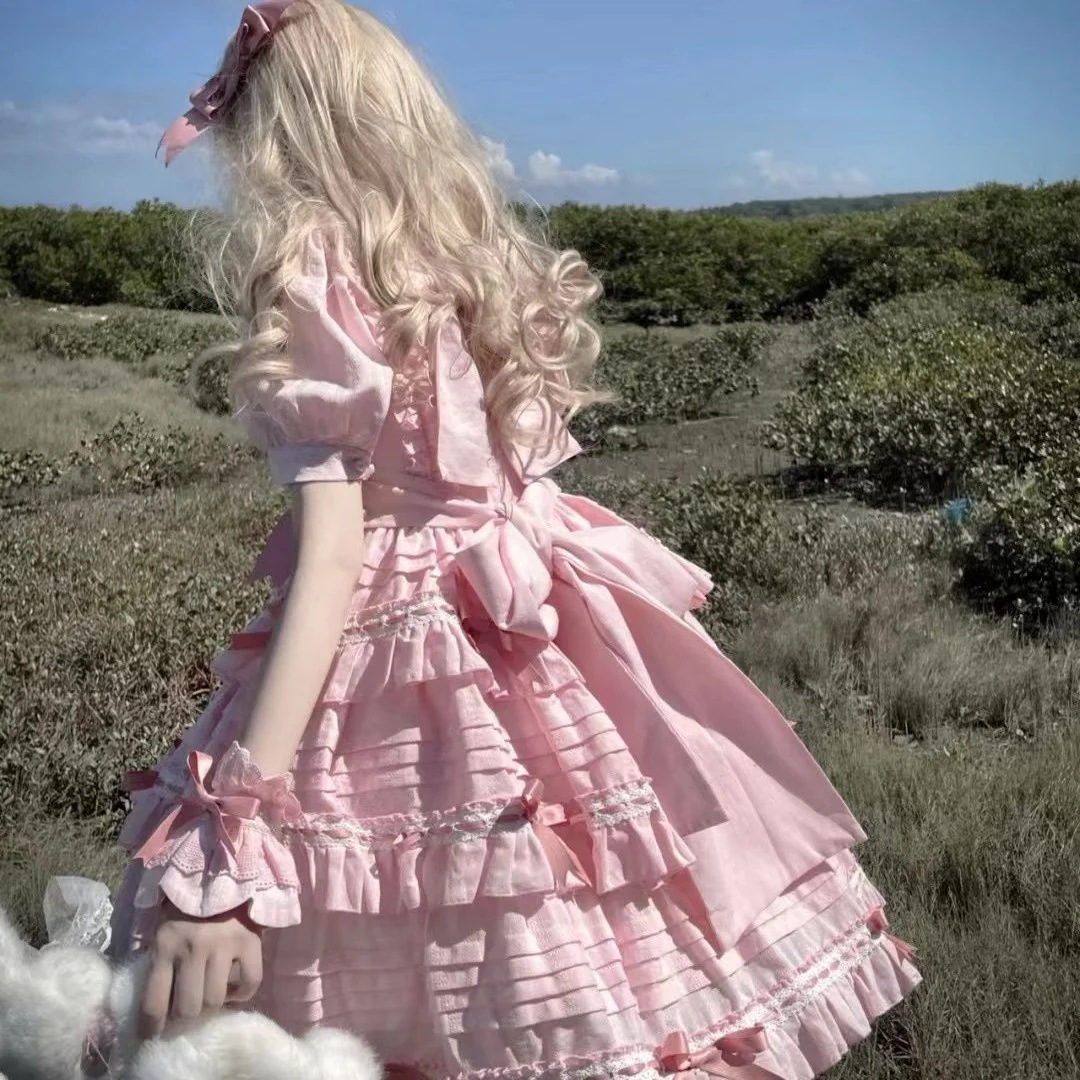 ロリータスカート ロリータコントラストリボンpドレス可愛くて普段使いに幅広く使えます 6,267円