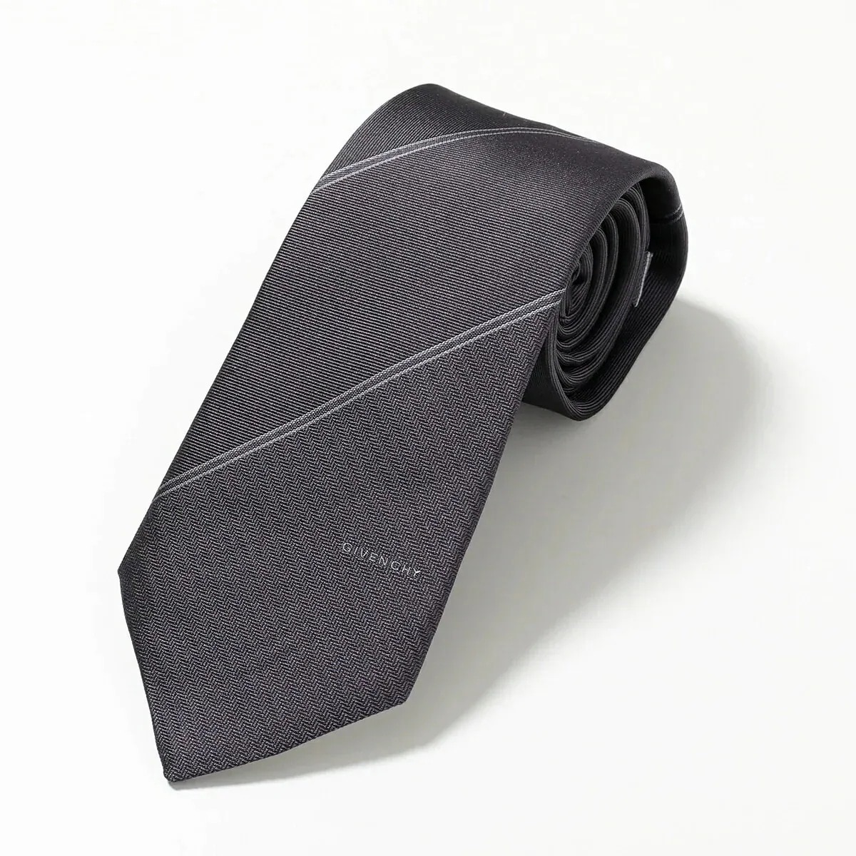 GIVENCHY ジバンシィ ネクタイ J5895 メンズ レギュラータイ シルクタイ スモールロゴ ロゴ刺繍 ヘリンボーン 002