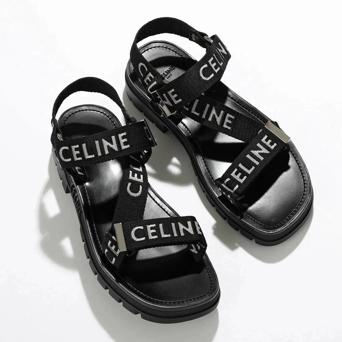 CELINE セリーヌ サンダル LEO STRAPPY レオ ストラッピー 346742208C.38AW メンズ ベルクロ ストラップ ジャガードロゴ 厚底 【mega】