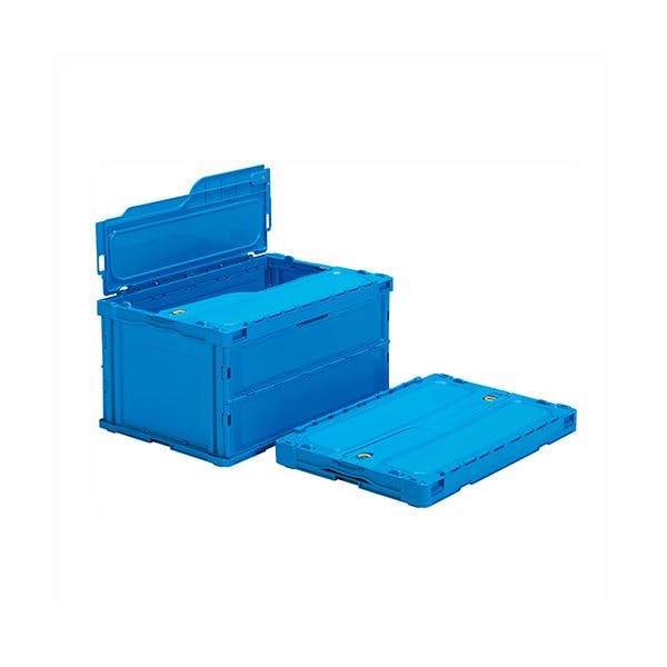 （まとめ） 三甲 オリコン ペタンコ C-75B フタ一体型 75L ブルー(×2セット)収納ボックス