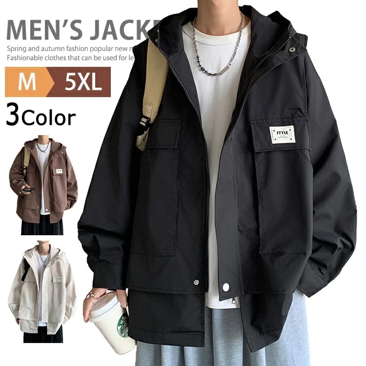 ジャケット パーカー メンズ マウンテンパーカー フーディ ジャンパー ブルゾン スタンド フルジップパーカー キャンプ アウトドア 大きいサイズ ビッグシルエット ゴルフウェア ストリート スポーツ 5,087円