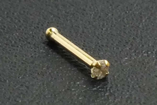 14金 イエローゴールド ダイヤモンド 鼻ピアス 20G SI 3.0mm ノーズボーン ノストリル 20ゲージ 本物 ボディピアス 高級 プレゼント 男性 女性 誕生日 y14-si-nst-30