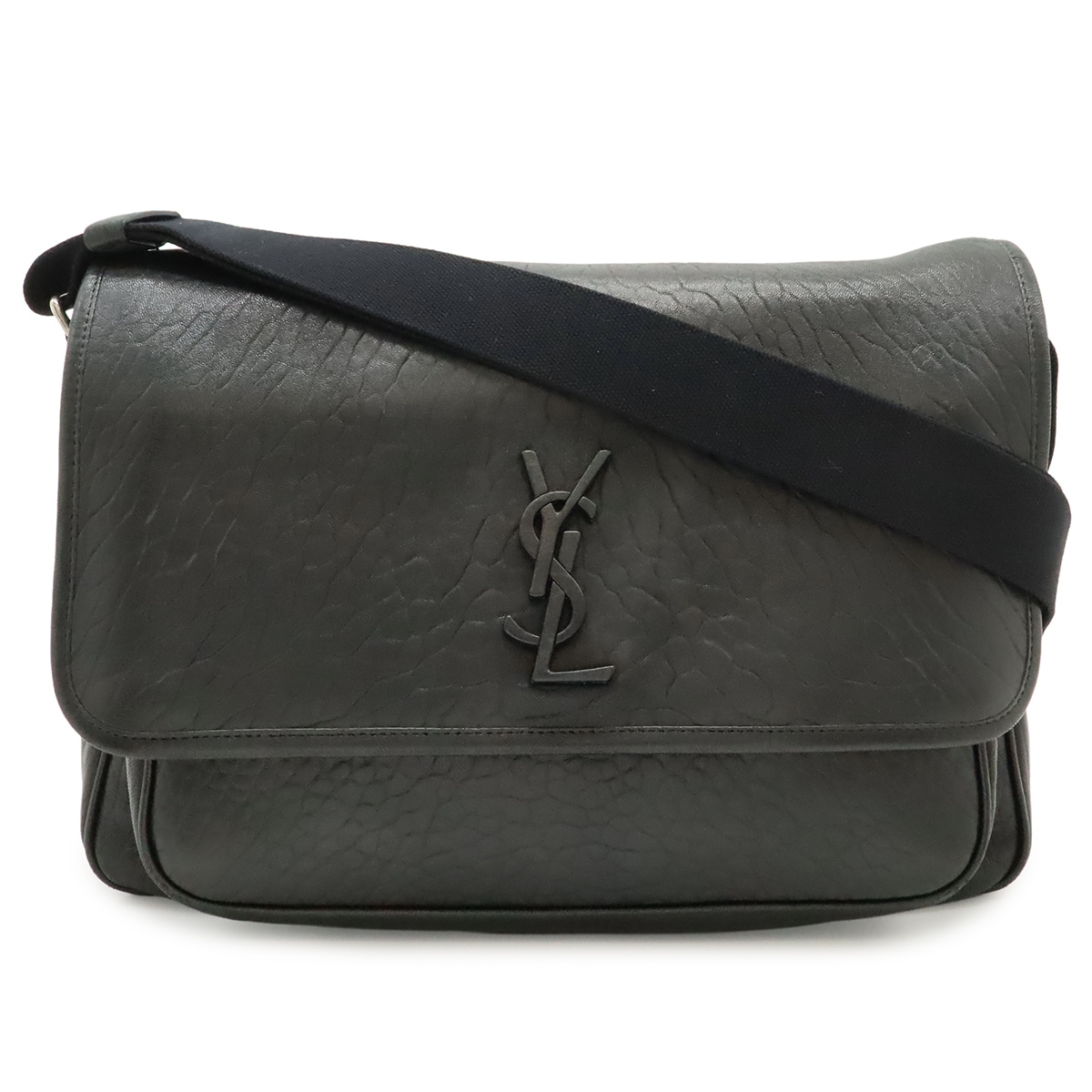 YSL イブサンローラン ニキ ショルダーバッグ メッセンジャーバッグ グレインレザー ブラック 黒 78193