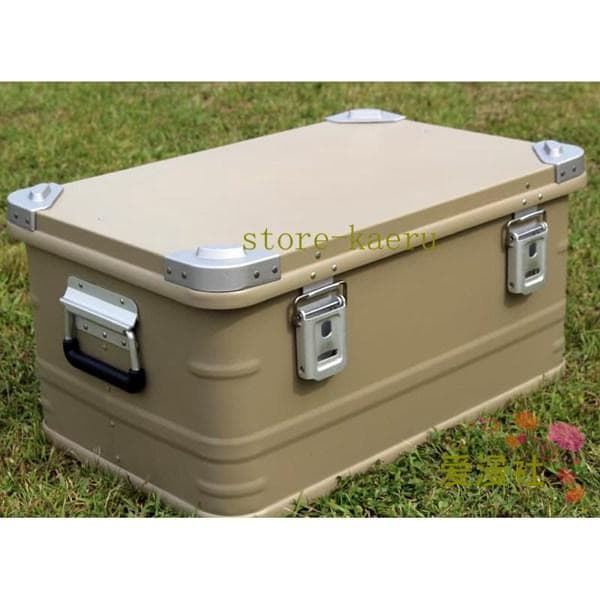 サンドベージュスタッキング アルミ コンテナボックス５０Ｌアウトドア収納ボックスアルミコンテナキャンプ収納箱トランクカーゴ アウトドコン